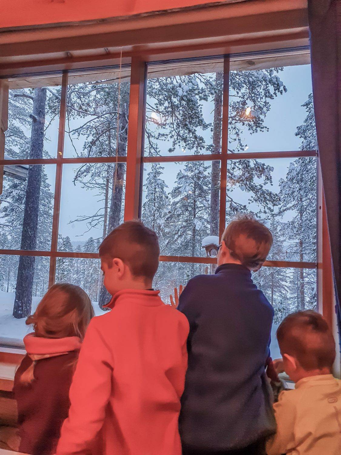 Los pequeños, mirando por la ventana